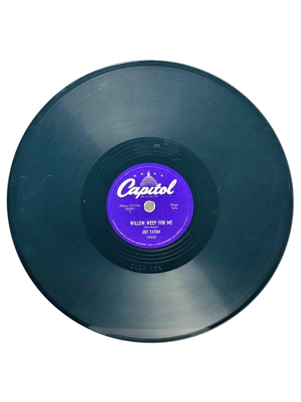 Art Tatum Willow Weep For Me 10 inch 78 RPM Shellac Capitol Records 15520